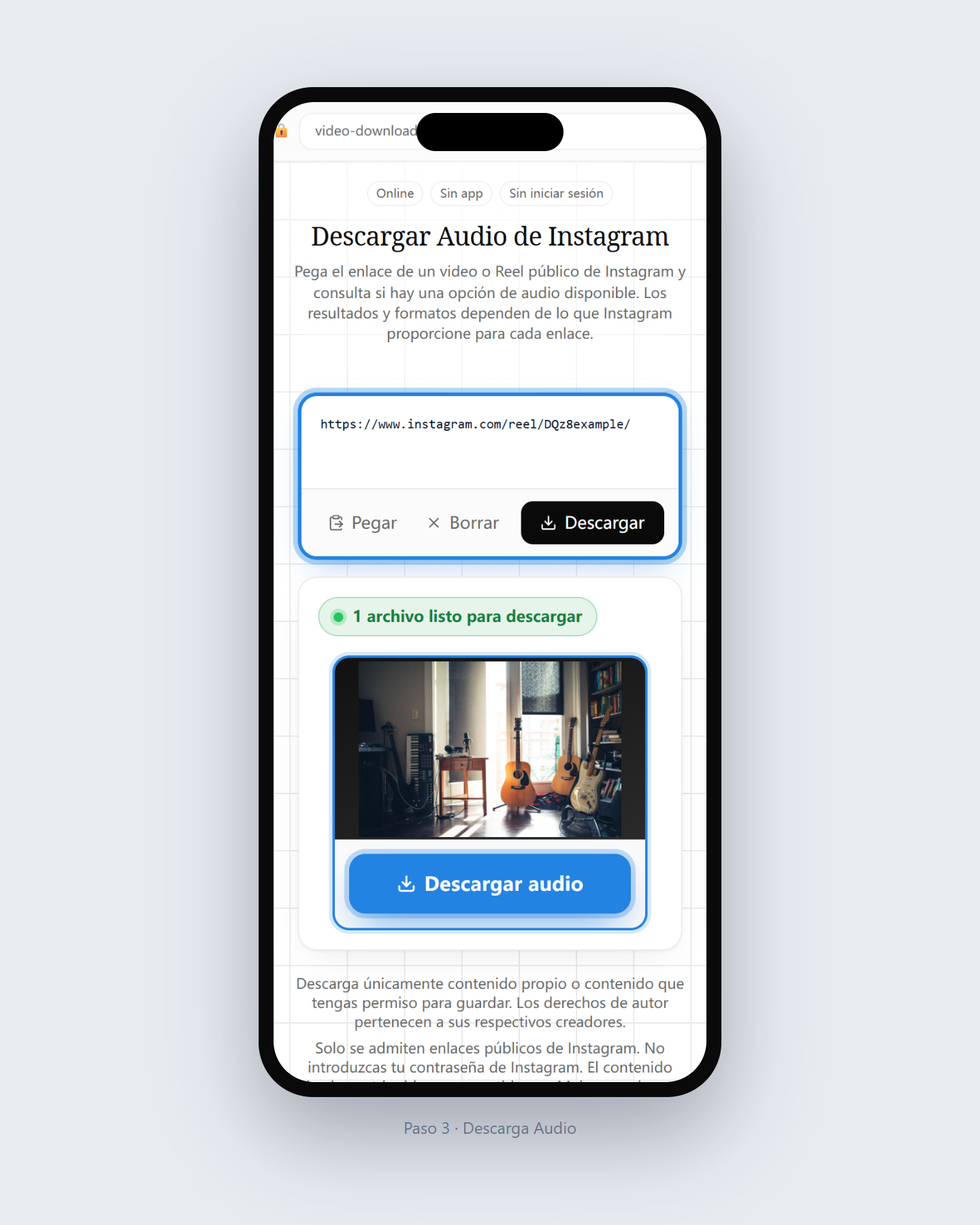 Cómo descargar audio de Instagram — paso 3