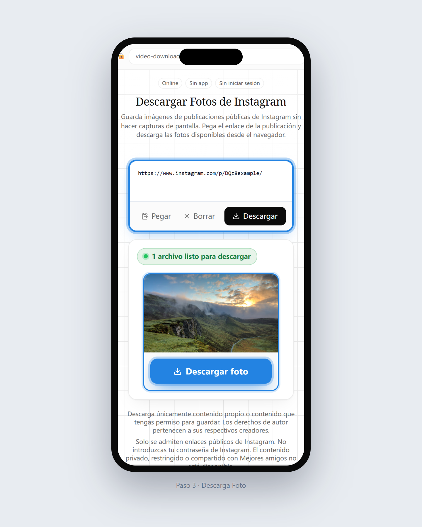 Cómo descargar fotos de Instagram — paso 3