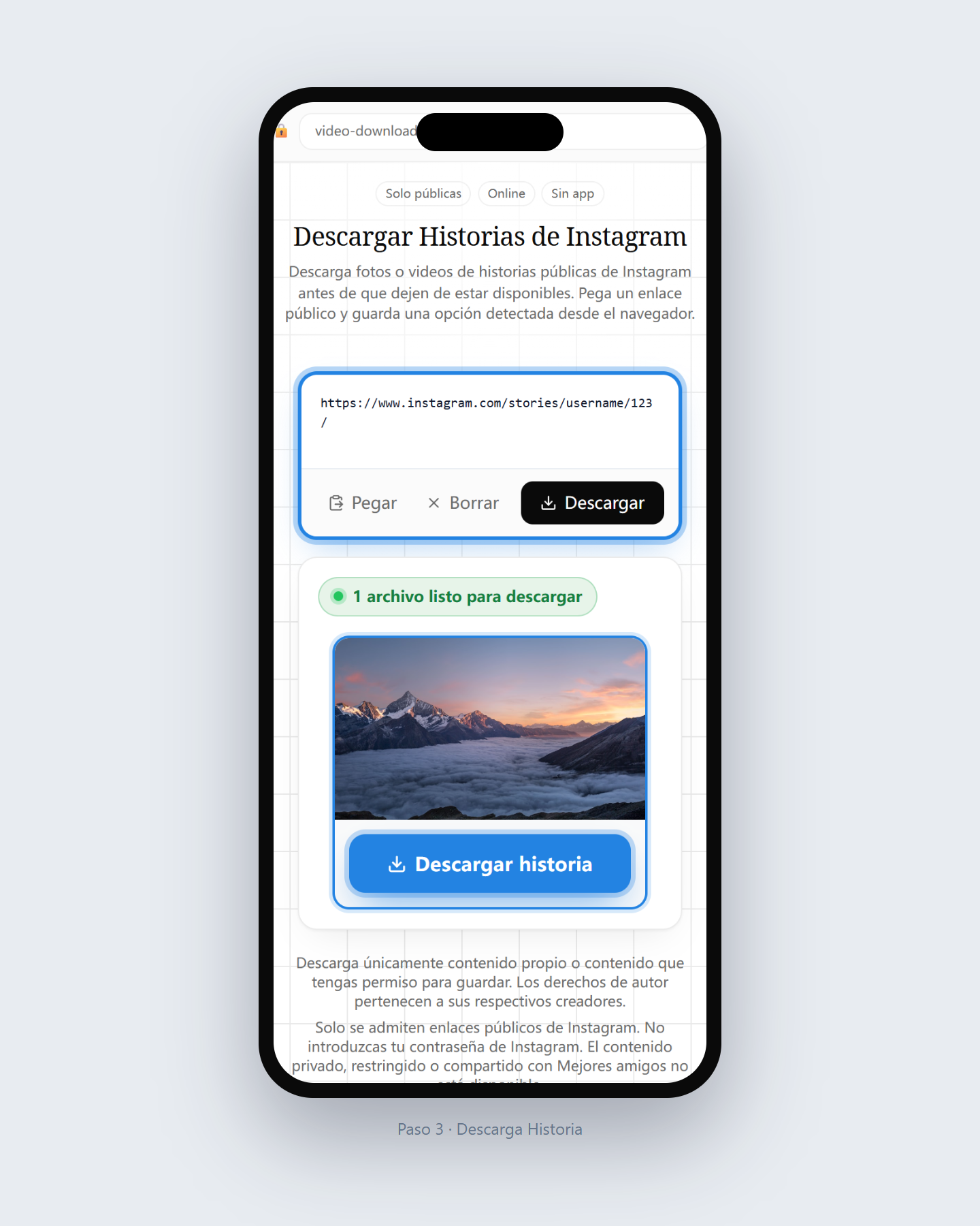 Cómo descargar historias de Instagram — paso 3