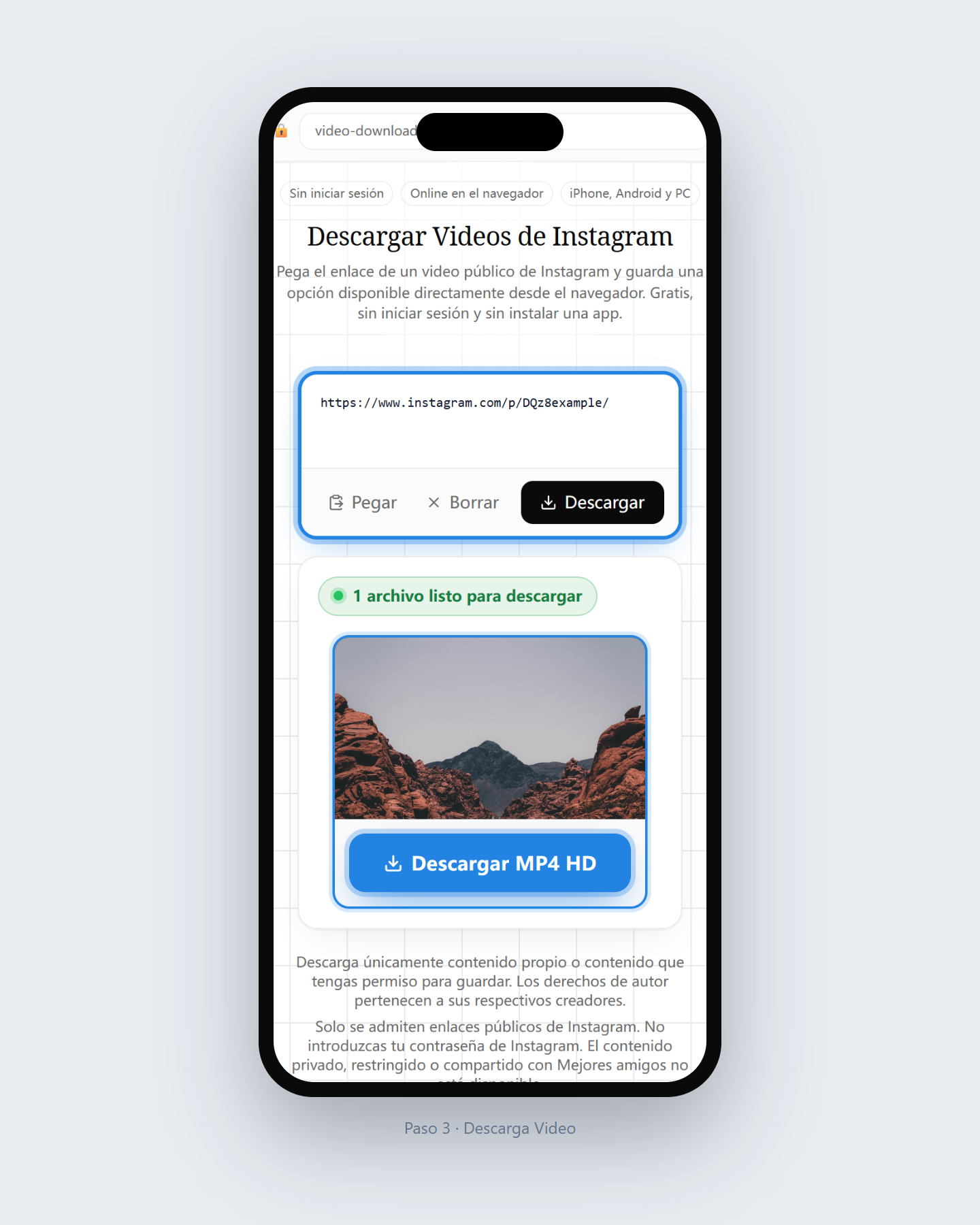 Cómo descargar videos de Instagram — paso 3